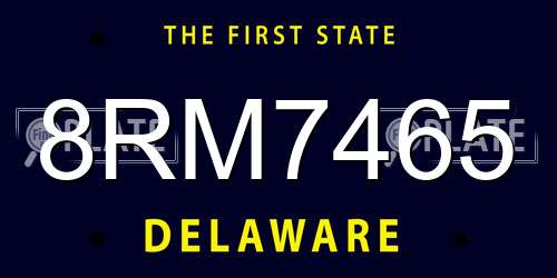 8RM7465 Delaware License Plate