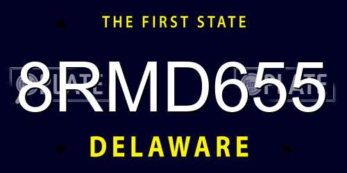 8RMD655 Delaware License Plate