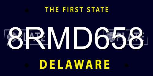 8RMD658 Delaware License Plate