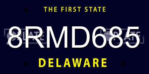 8RMD685 Delaware License Plate