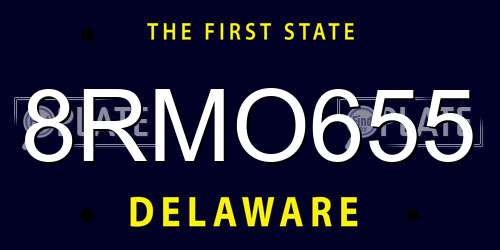 8RMO655 Delaware License Plate