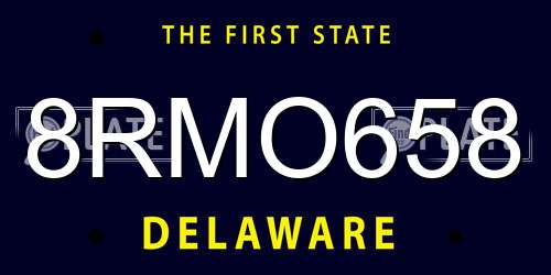 8RMO658 Delaware License Plate