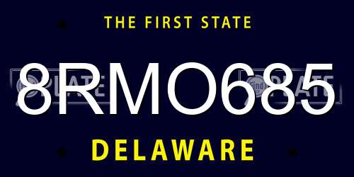 8RMO685 Delaware License Plate