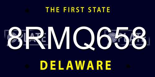 8RMQ658 Delaware License Plate