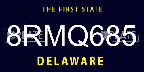 8RMQ685 Delaware License Plate