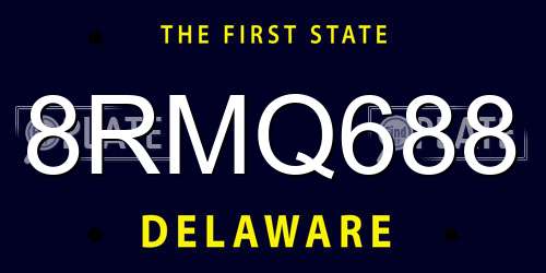 8RMQ688 Delaware License Plate