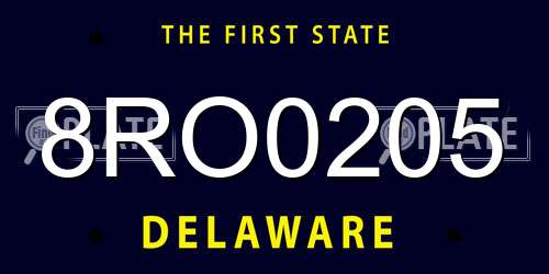 8RO0205 Delaware License Plate