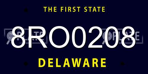 8RO0208 Delaware License Plate
