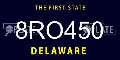 8RO450 Delaware License Plate