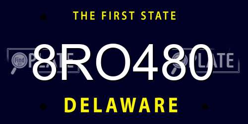 8RO480 Delaware License Plate