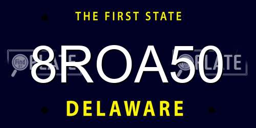 8ROA50 Delaware License Plate