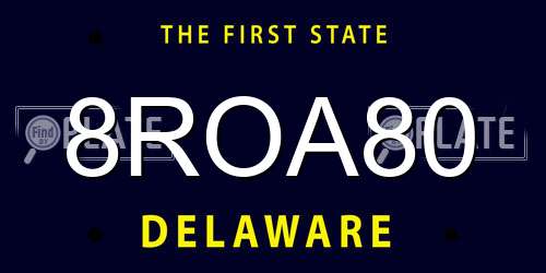 8ROA80 Delaware License Plate