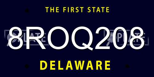 8ROQ208 Delaware License Plate