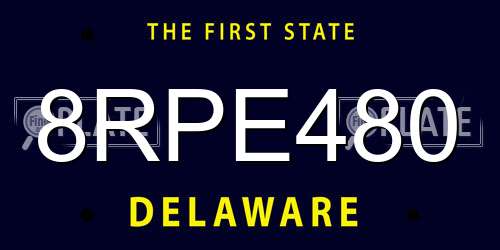 8RPE480 Delaware License Plate