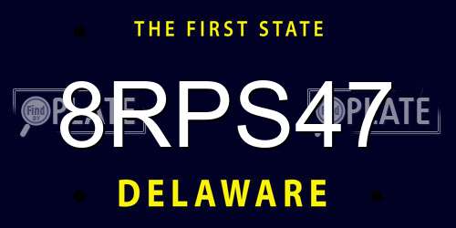 8RPS47 Delaware License Plate