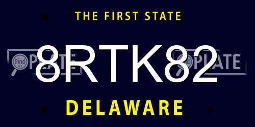 8RTK82 Delaware License Plate
