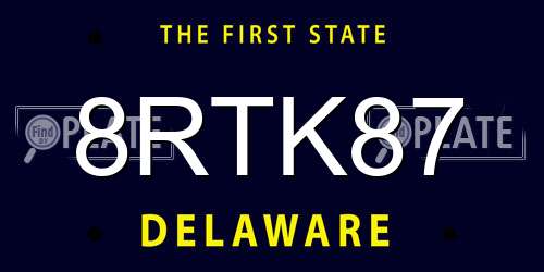 8RTK87 Delaware License Plate