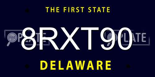 8RXT90 Delaware License Plate