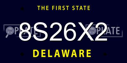 8S26X2 Delaware License Plate
