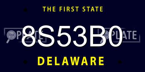 8S53B0 Delaware License Plate