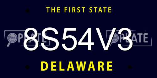 8S54V3 Delaware License Plate