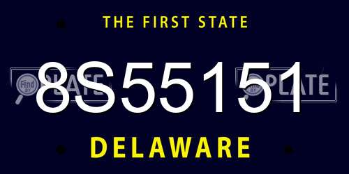 8S55151 Delaware License Plate