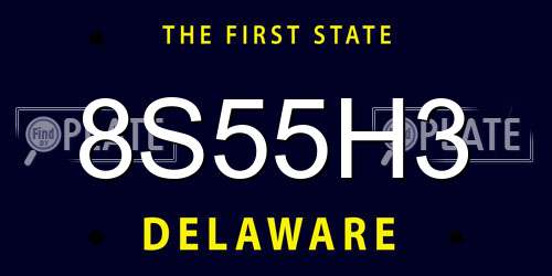 8S55H3 Delaware License Plate