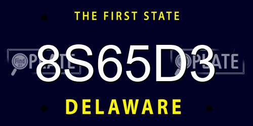 8S65D3 Delaware License Plate