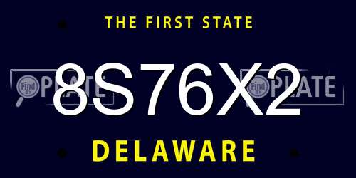 8S76X2 Delaware License Plate