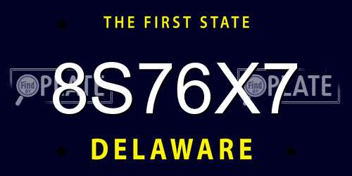 8S76X7 Delaware License Plate