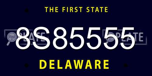 8S85555 Delaware License Plate