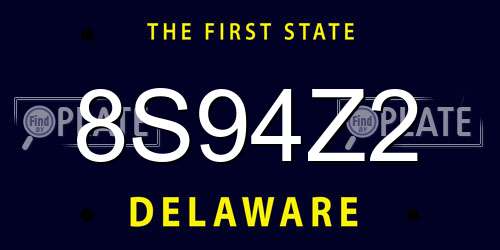 8S94Z2 Delaware License Plate