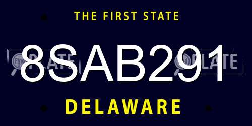 8SAB291 Delaware License Plate