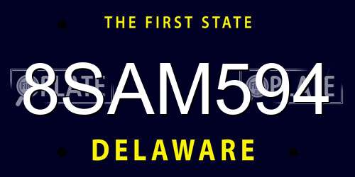 8SAM594 Delaware License Plate