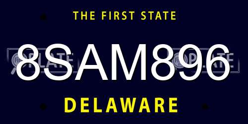 8SAM896 Delaware License Plate