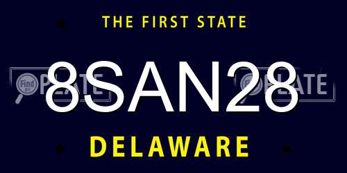 8SAN28 Delaware License Plate