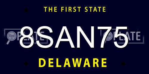 8SAN75 Delaware License Plate