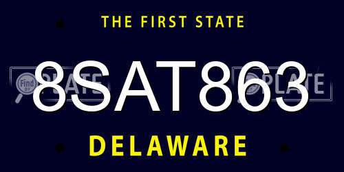 8SAT863 Delaware License Plate