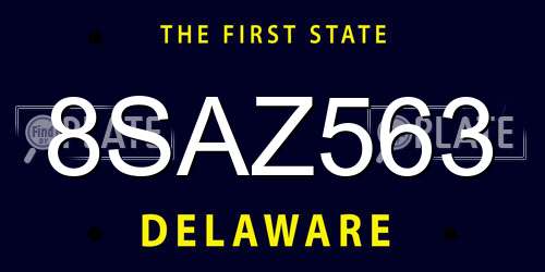 8SAZ563 Delaware License Plate
