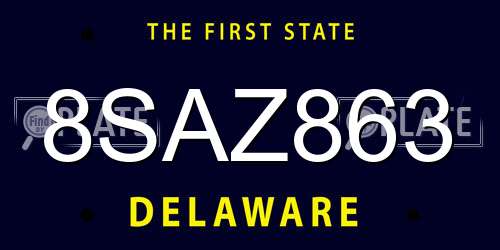 8SAZ863 Delaware License Plate