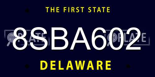 8SBA602 Delaware License Plate