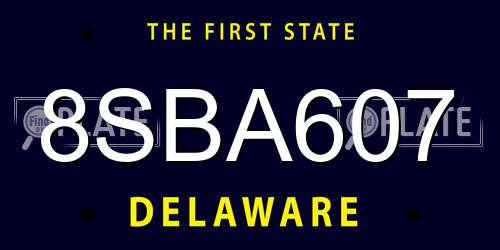 8SBA607 Delaware License Plate