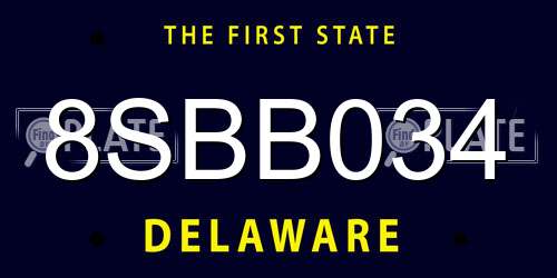 8SBB034 Delaware License Plate