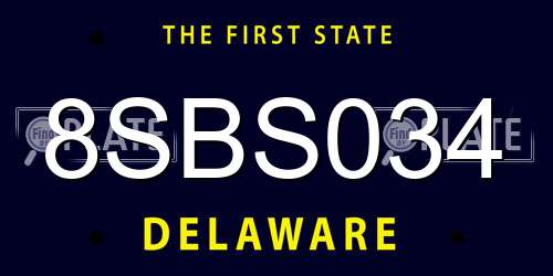 8SBS034 Delaware License Plate