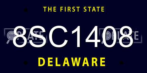8SC1408 Delaware License Plate