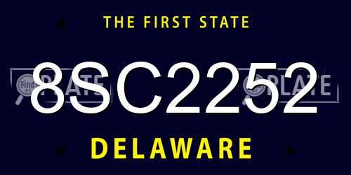 8SC2252 Delaware License Plate