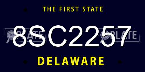 8SC2257 Delaware License Plate