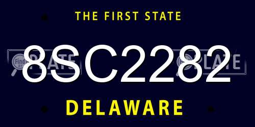 8SC2282 Delaware License Plate
