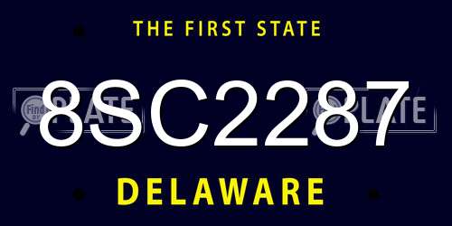 8SC2287 Delaware License Plate