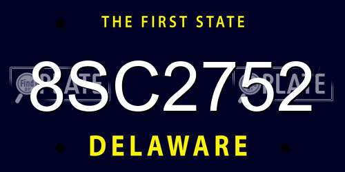 8SC2752 Delaware License Plate